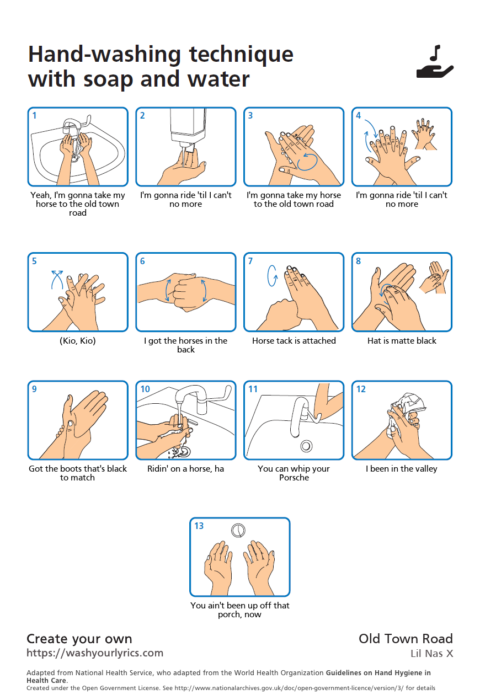 Handwashing Instructions to Old Town Road