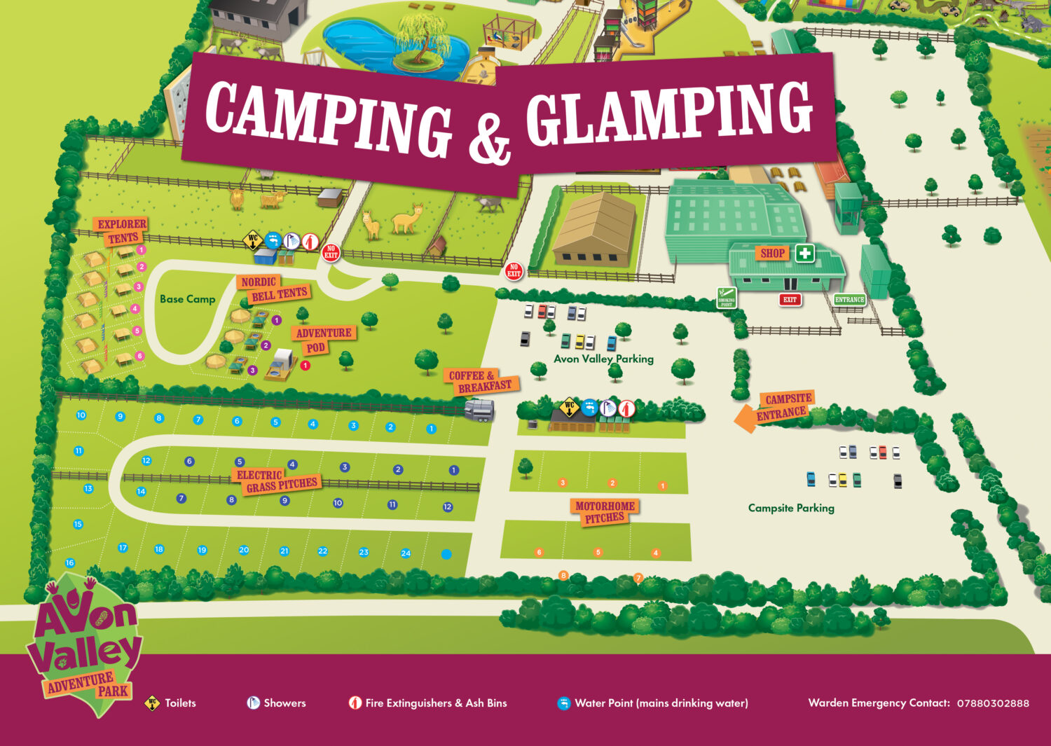 Avon Valley Campsite Map 2025 Digital